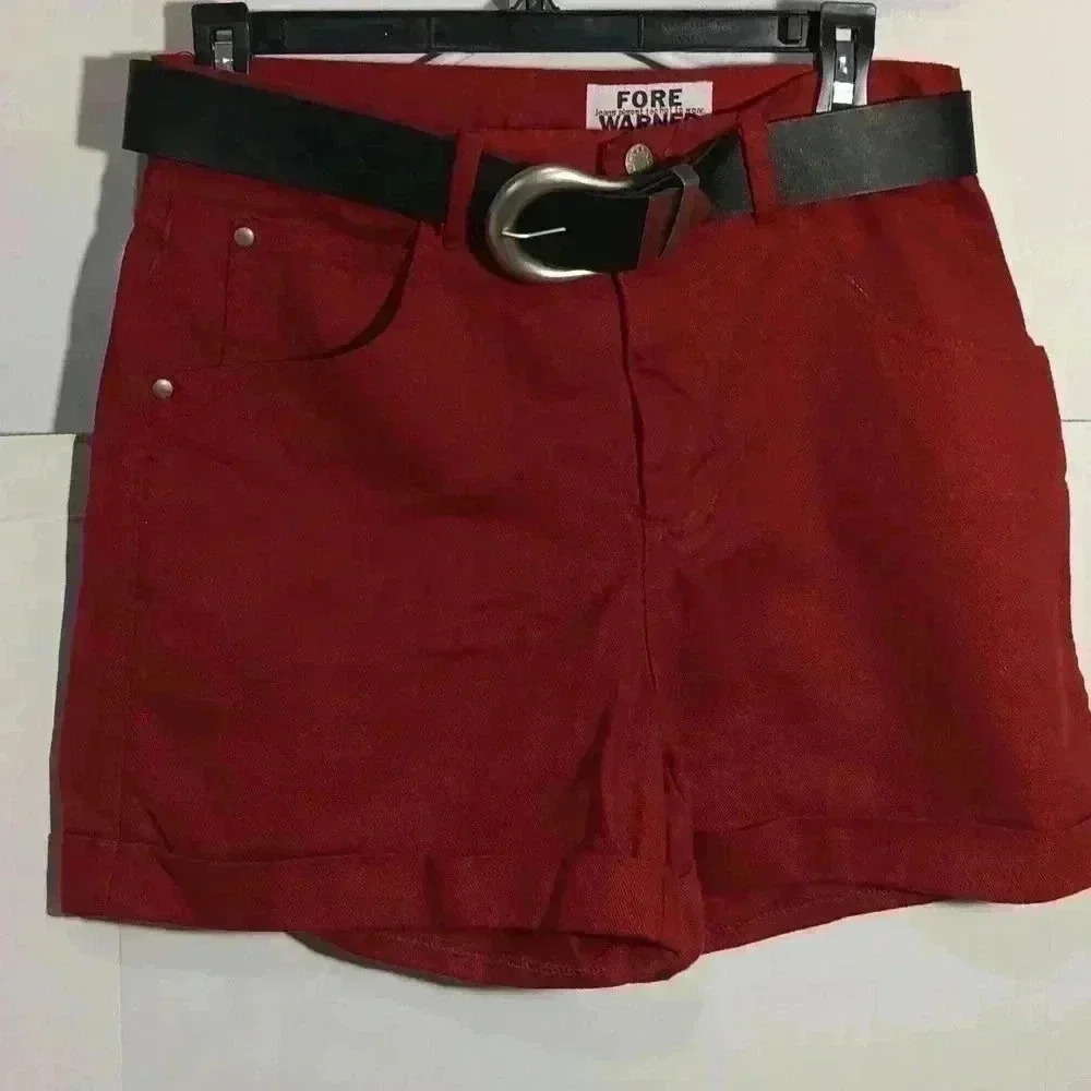 FORE WARNED Size 8‎ Ladies vintage 100% cotton red shorts